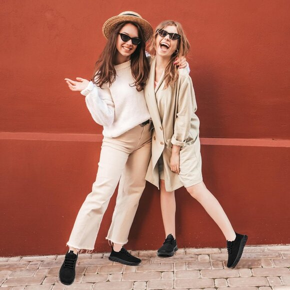 Women Black Running Tennis Walking Shoes Lightweight Slip On Workout Sneakers - Picture 7 of 7